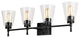 30 in. 4-Lights Matte Black Vanity Light With Clear Glass Cone Shades
