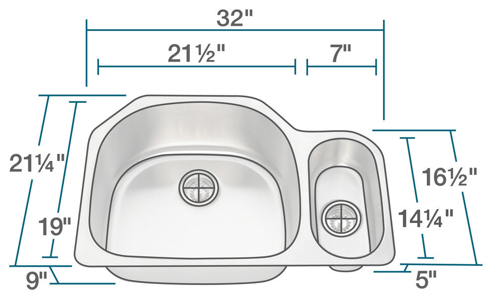PL123-18 Offset Stainless Steel Kitchen Sink