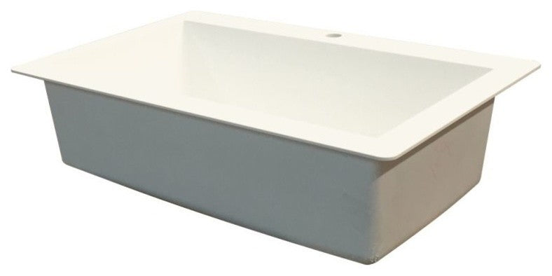 Radius 33" silQ Granite Drop-in Single Bowl Kitchen Sink with 4 Holes in White