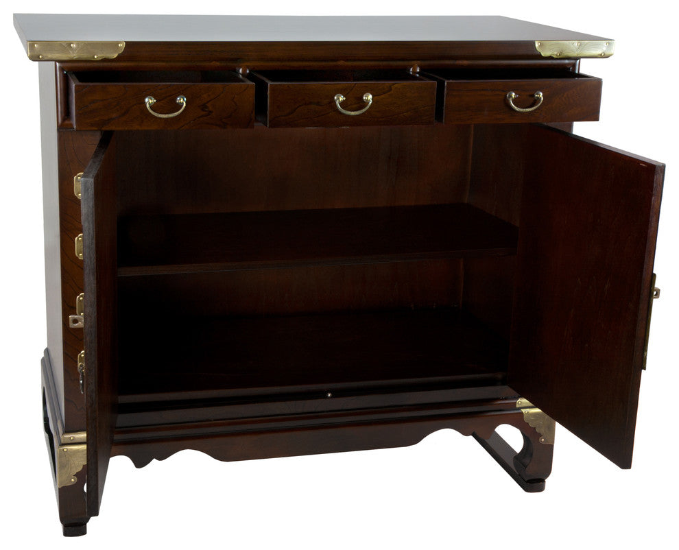 Korean Antique Style 4 Drawer Small Credenza