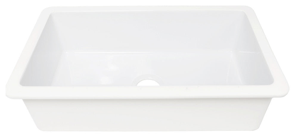 Eden Crisp White Fireclay 31" Single Bowl Undermount Kitchen Sink