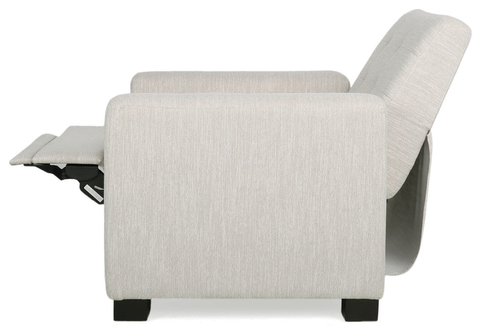 Langseth Contemporary Tufted Pushback Recliner, Beige/Dark Brown, Fabric