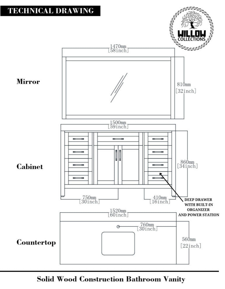 Cambridge 60 Single Bathroom Vanity in White 2" Carrara Quartz