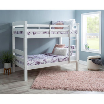 Linon Levi Twin over Twin Wood Bunk Bed in White