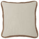 Washed Linen Jute Trimmed Euro Sham, 27"x27", Light Tan, 1 Piece