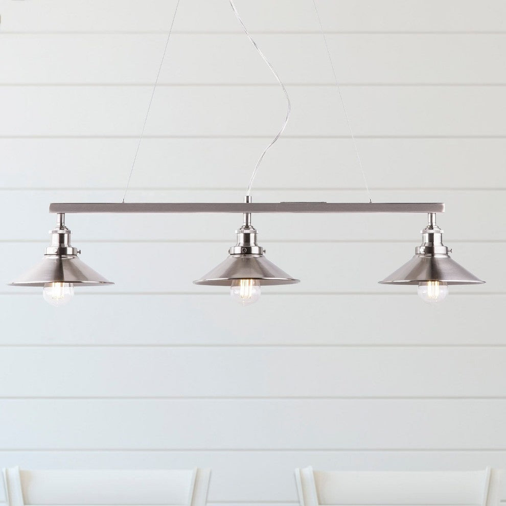 Andante Three Light Hanging Island Light, Brushed Nickel