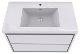 MOM Wall Mounted Vanity, Glossy White, 42", Single Sink, Wall Mount