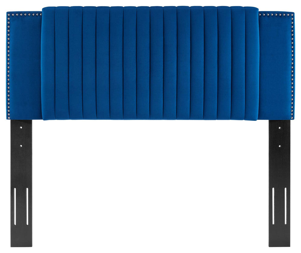 Felicity Channel Tufted Performance Velvet Twin Headboard, Navy