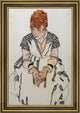 Egon Schiele Artist's Sister-in-Law Striped Dress  Seated