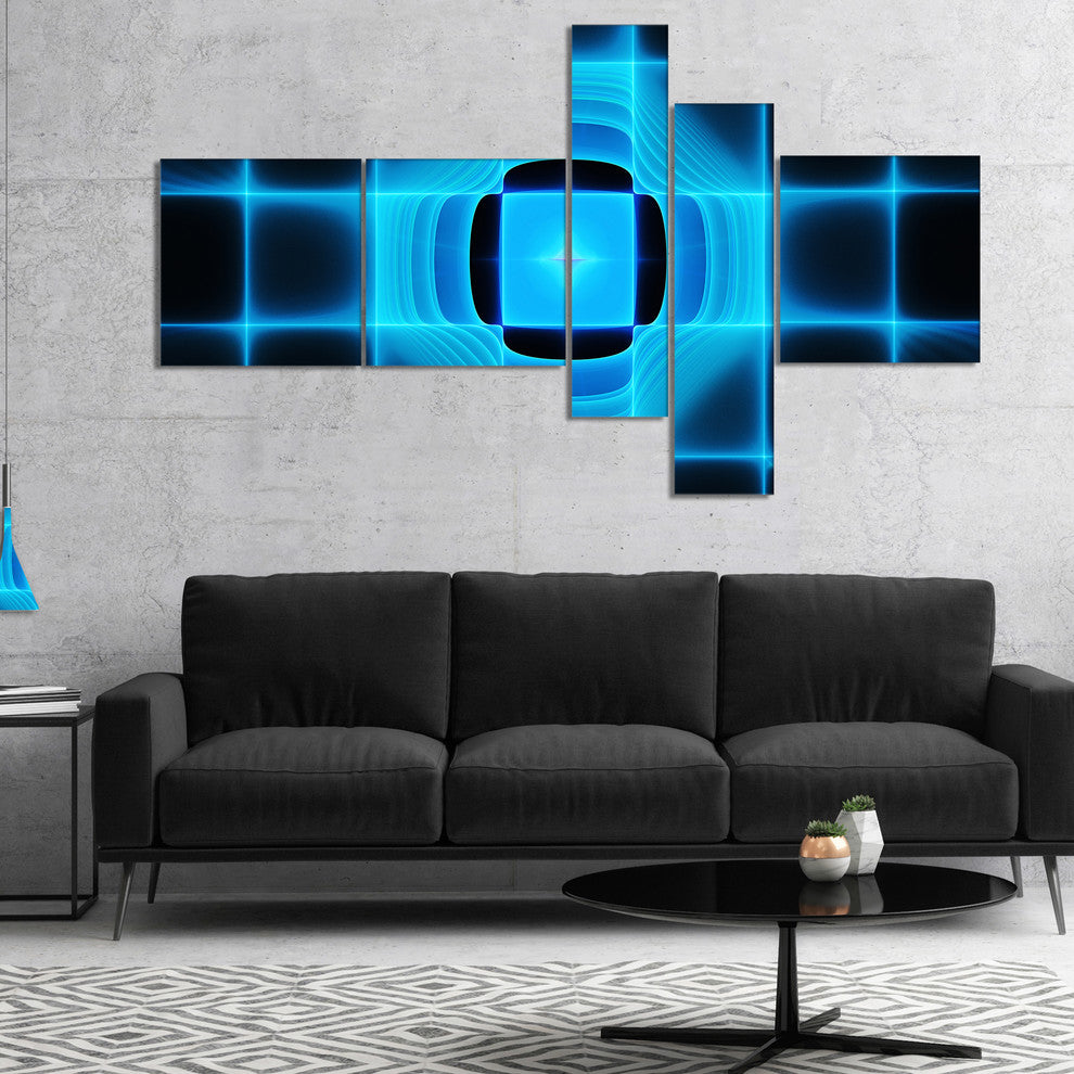 Blue on Black Thermal Infrared Visor, Abstract Canvas Print, 60"x32", 5 panels