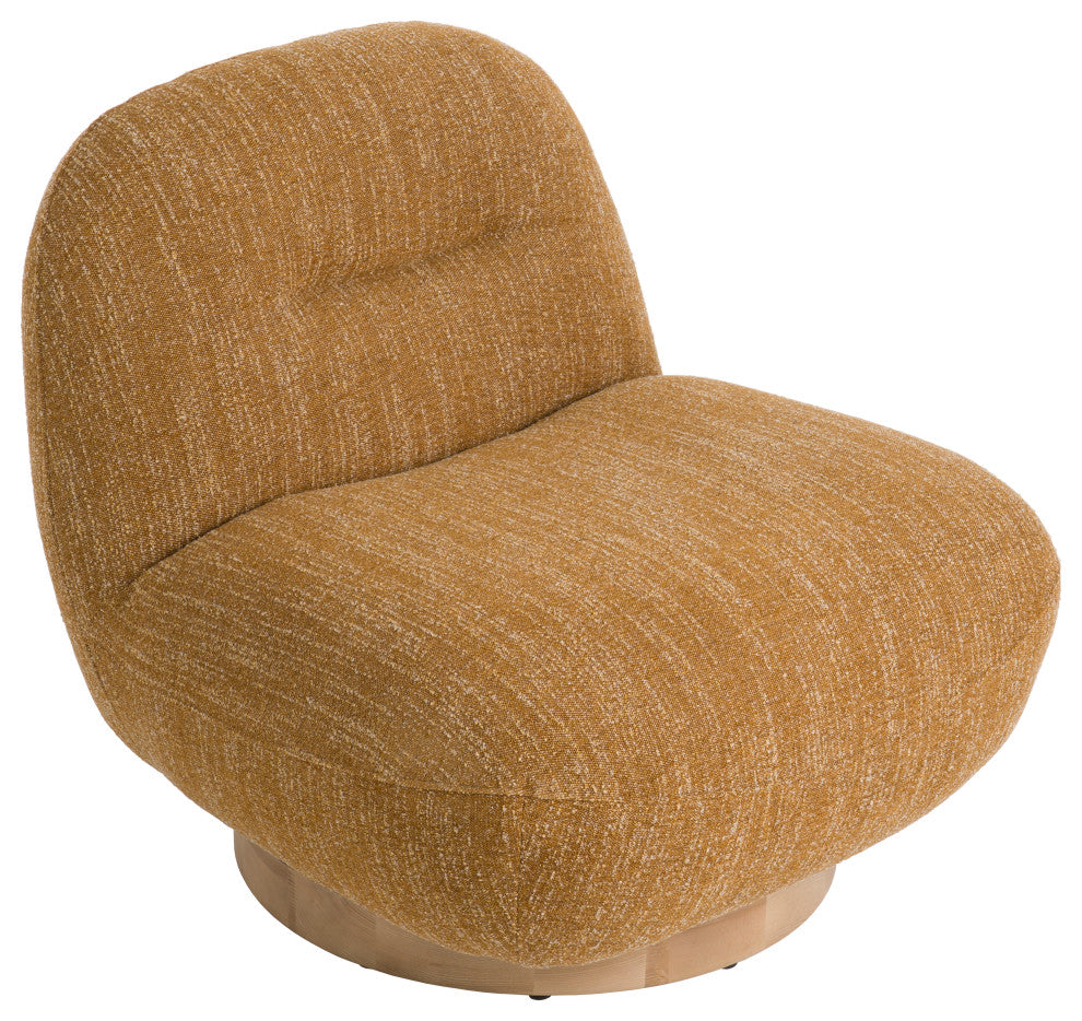 Modrest Renee Modern Mustard Fabric Swivel Accent Chair