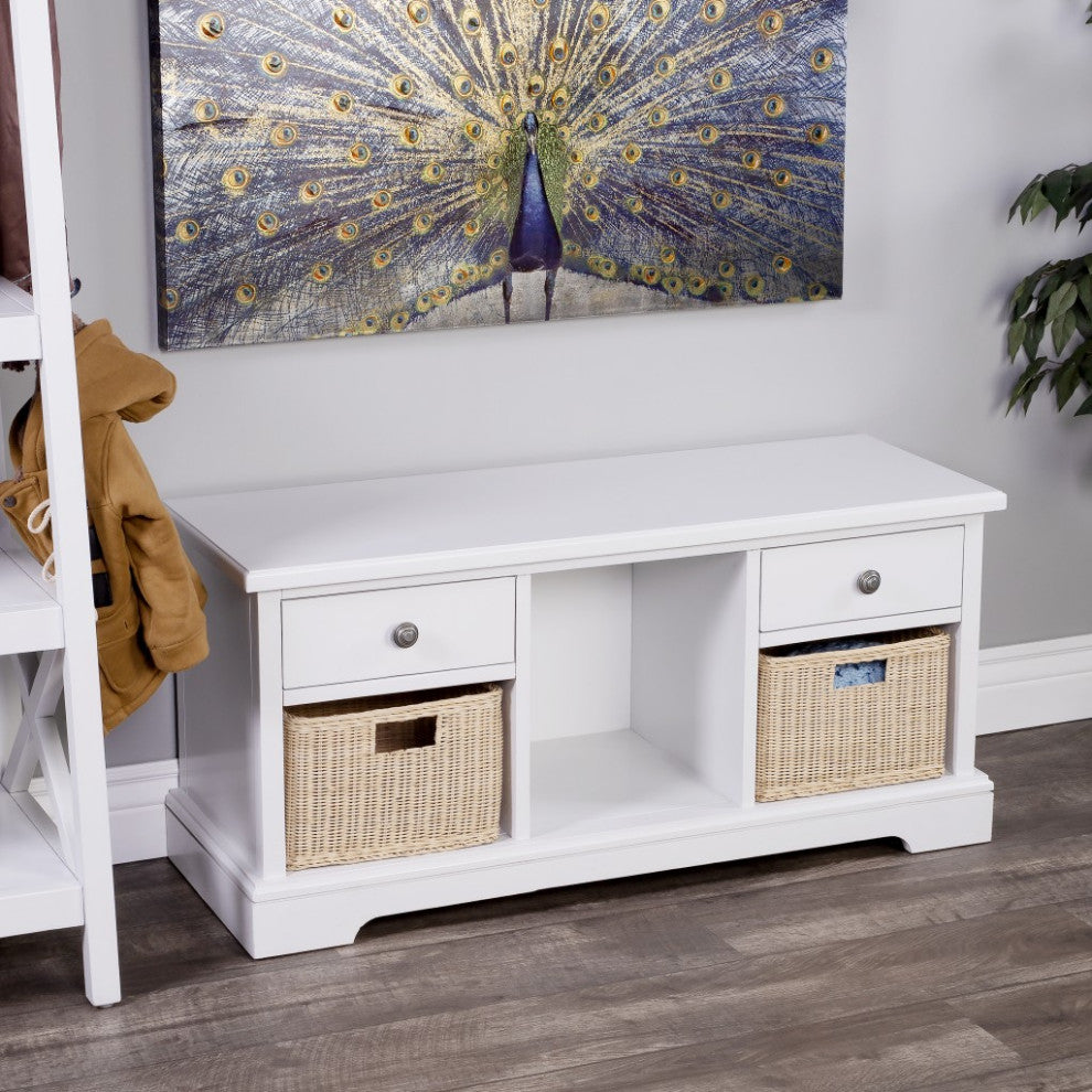 Modern Farm White Bench With Storage