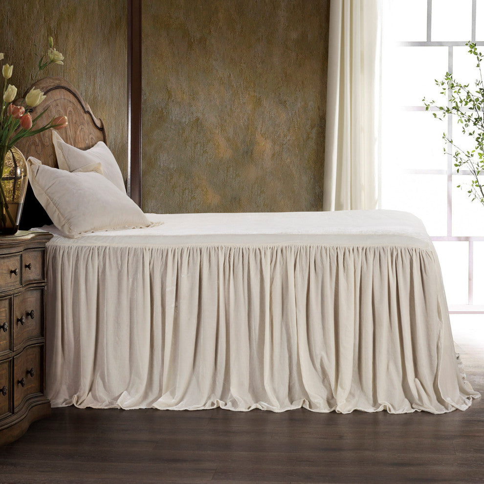 Stella Faux Silk Velvet Bedspread Set, 3PC, Stone, Twin