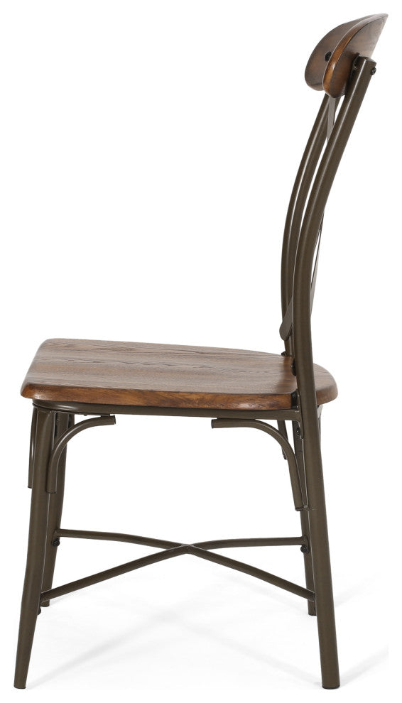 Hettle Farmhouse Crossback Dining Chairs (Set of 2), Dark Brown and Espresso