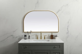 Metal Frame Arch Mirror 39X24 Inch, Brass