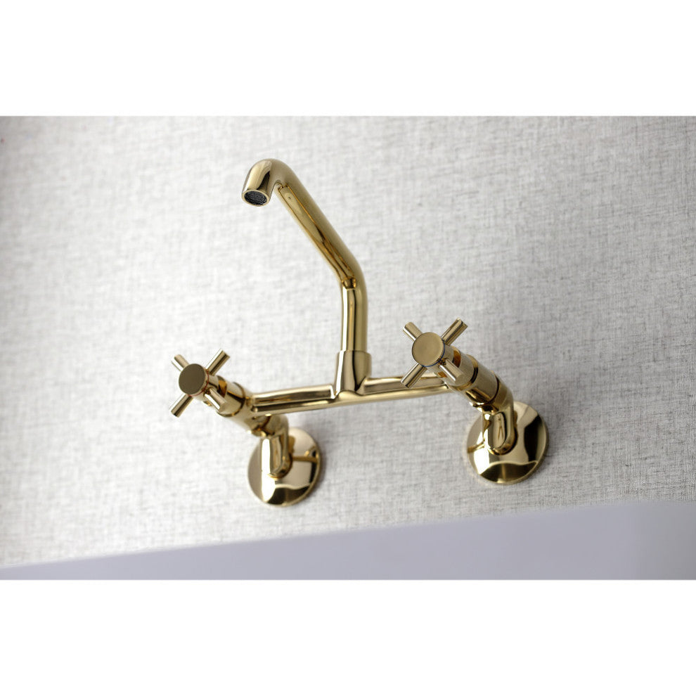 KS423PB Concord Two-Handle Wall-Mount Kitchen Faucet, Polished Brass