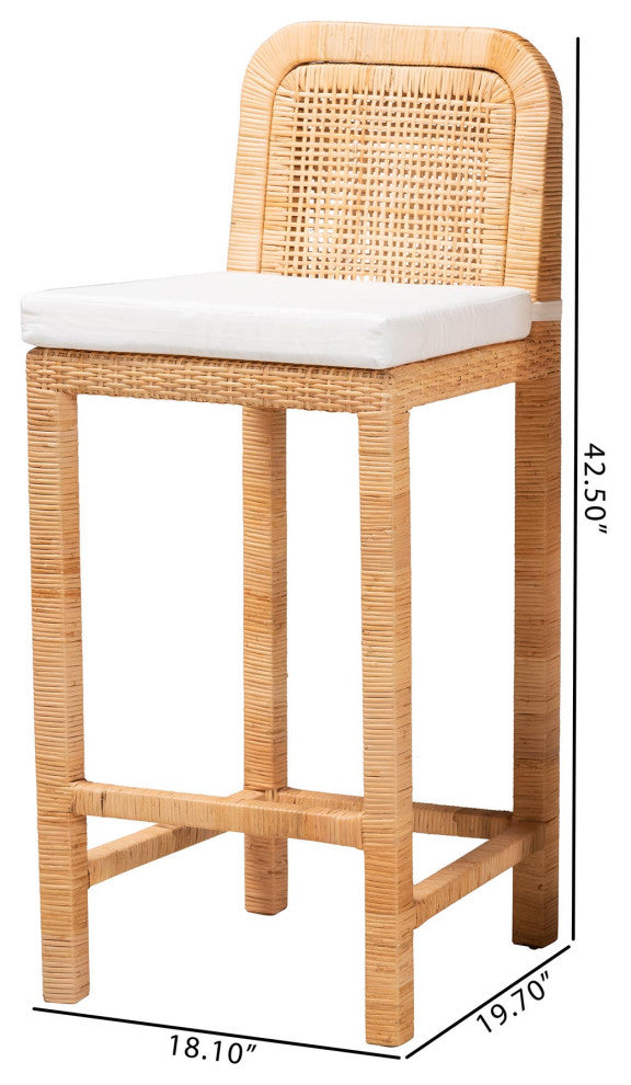 Sigurd Rattan and Mahogany, Bar Stool