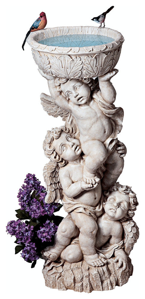 Three Cherubs With Urn Statue
