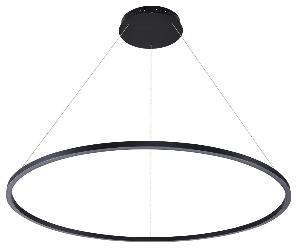 51" Tania LED Circular Chandelier, Adjustable Suspension Fixture, Black