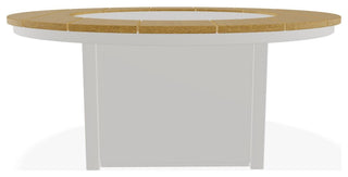 54" Round Marine Grade Fire Table with Propane Shelf, Snow/Teak