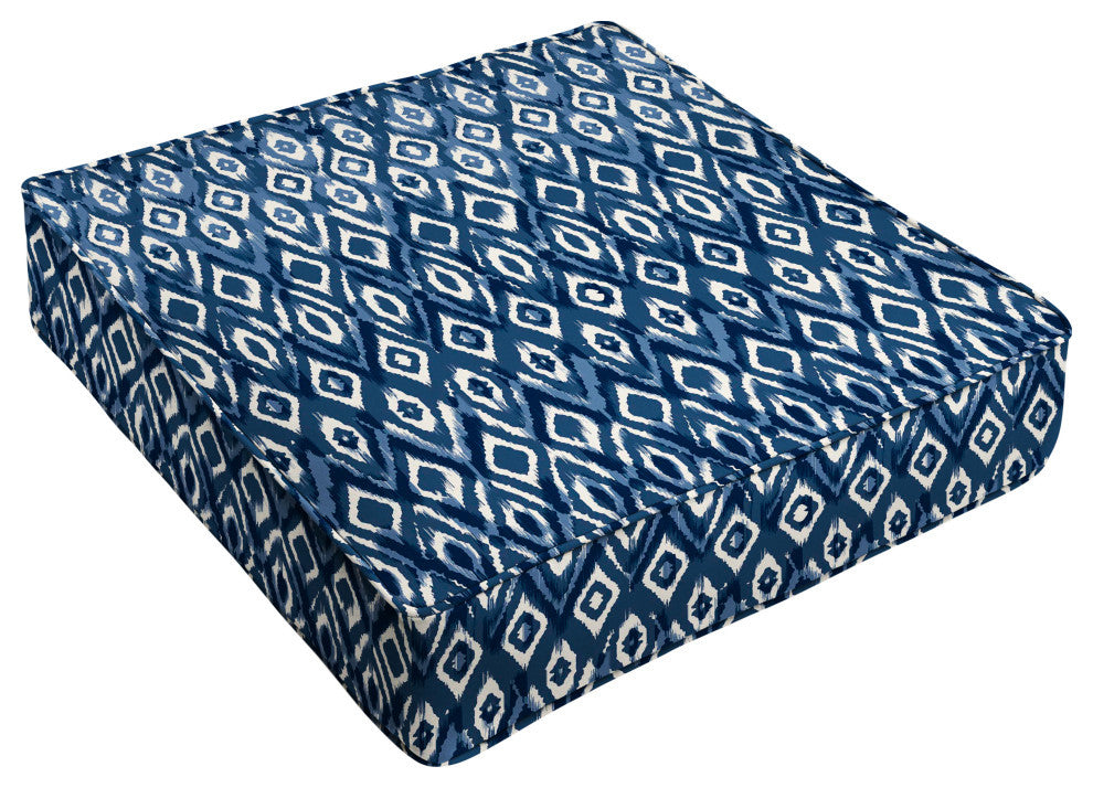 Indigo Graphic Corded Outdoor Deep Seating Cushion, 25x25x5