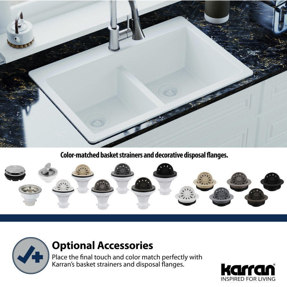 Karran 4-1/2" Kitchen Sink Decorative Disposal Flange, Bisque