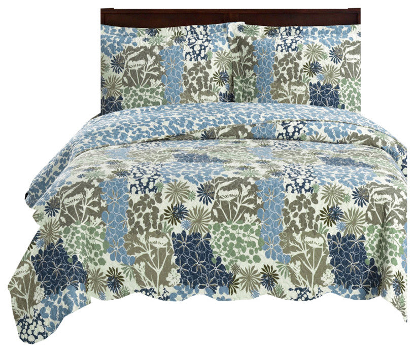 Elena Forest Oversized Reversible Coverlet Set, Full/Queen