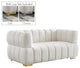Gwen Velvet Upholstered Chair, Cream, Loveseat