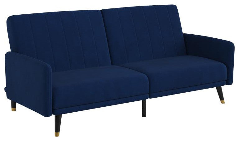 Sophia Premium Split Back Upholstered Sofa Futon, Navy