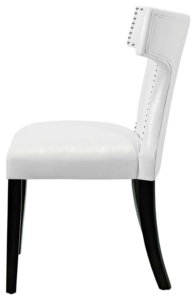 Side Dining Chair, Set of 2, Faux Leather, White, Modern, Cafe Bistro Restaurant