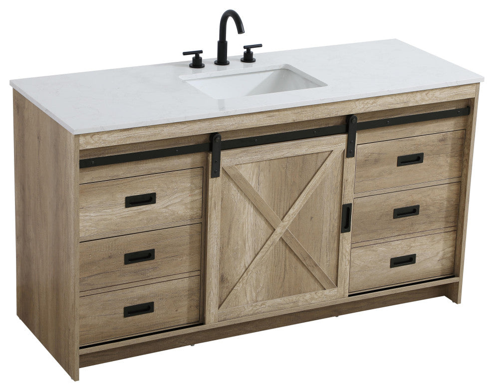 Home Living 60" Single Bathroom Vanity, Natural Oak