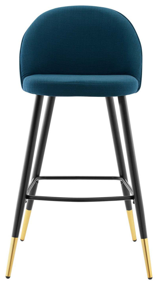 Bar Stool Chair Barstool, Set of 2, Fabric, Metal, Navy Blue, Modern, Bar Pub