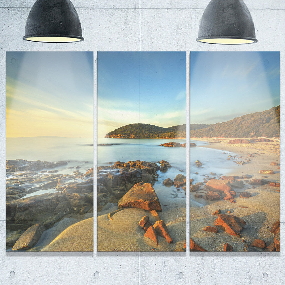 "Sunset in Cala Violina Bay" Metal Wall Art, 3 Panels, 36"x28"