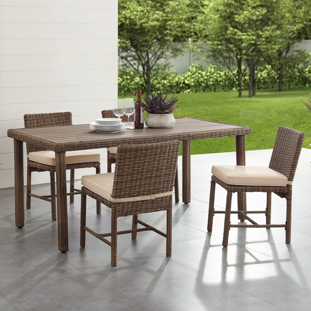 Bradenton 5Pc Wicker Outdoor Dining Set, Sand