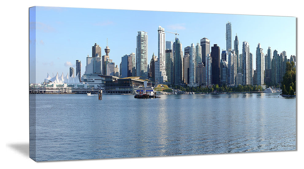 "Vancouver, BC Skyline" Panorama Cityscape Canvas Photo Print, 40"x20"