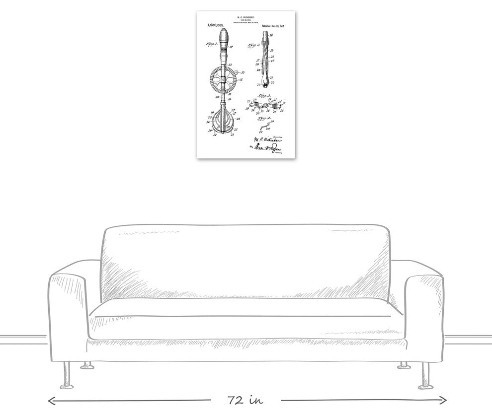 Vintage Egg Beater Patent 20"x30" Print on Canvas
