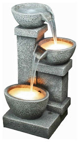 Villa Castle Cascading Three Bowl Garden Fountain