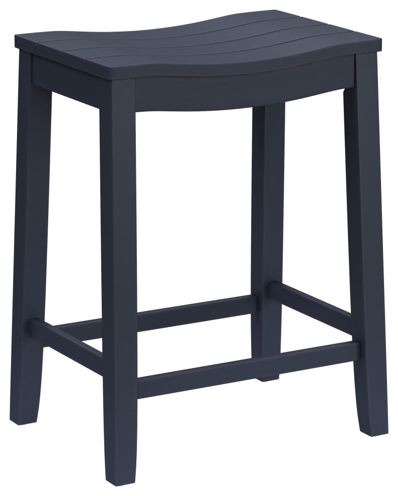 Hillsdale Fiddler Backless Stool, Saddle-Style Seat, Navy, Counter Height