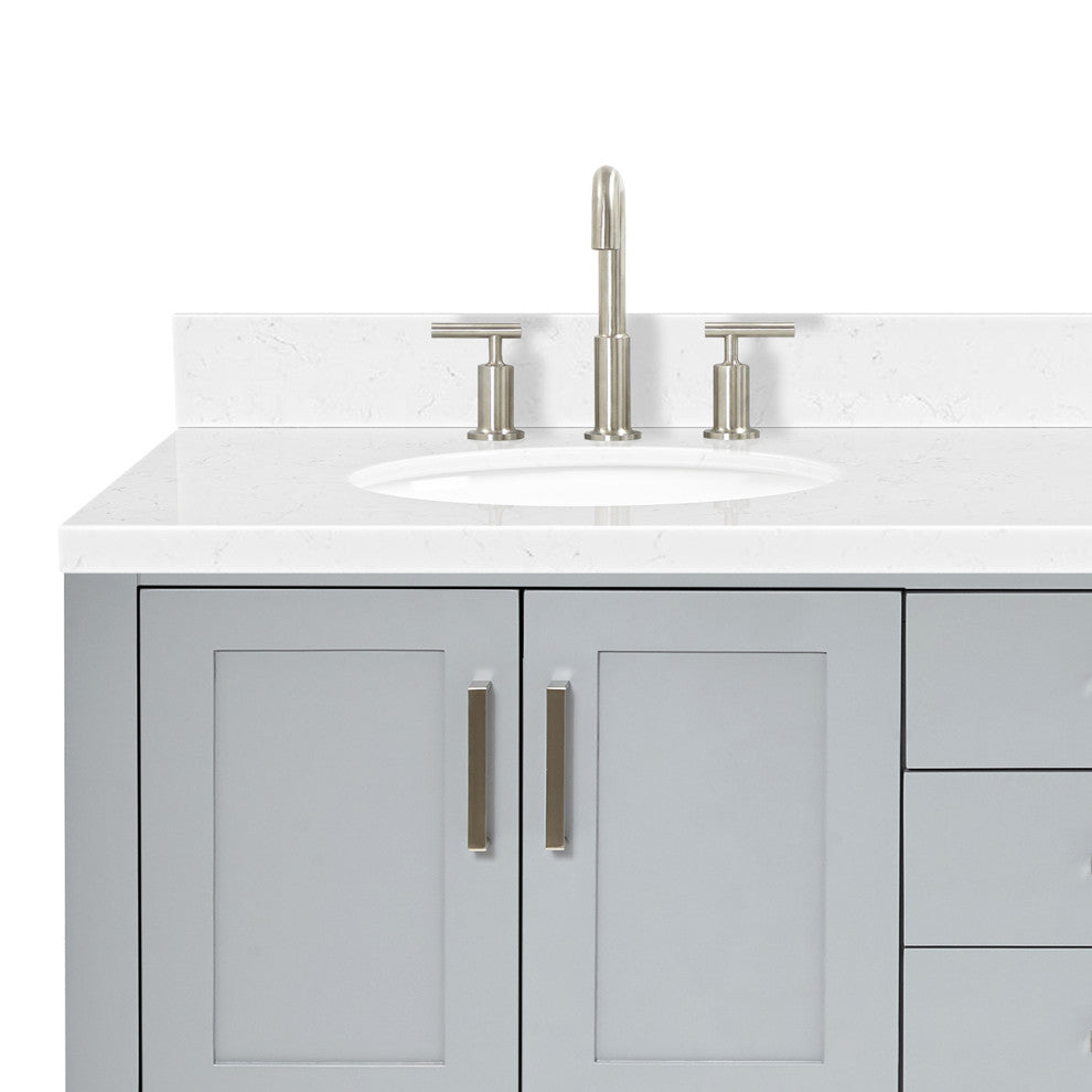Ariel Magnolia 36"  Double Oval Sinks Vanity, Carrara Quartz