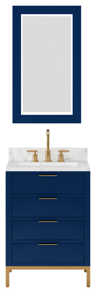 Bristol 24" Vanity, Blue With Mirrors and Gooseneck Faucet