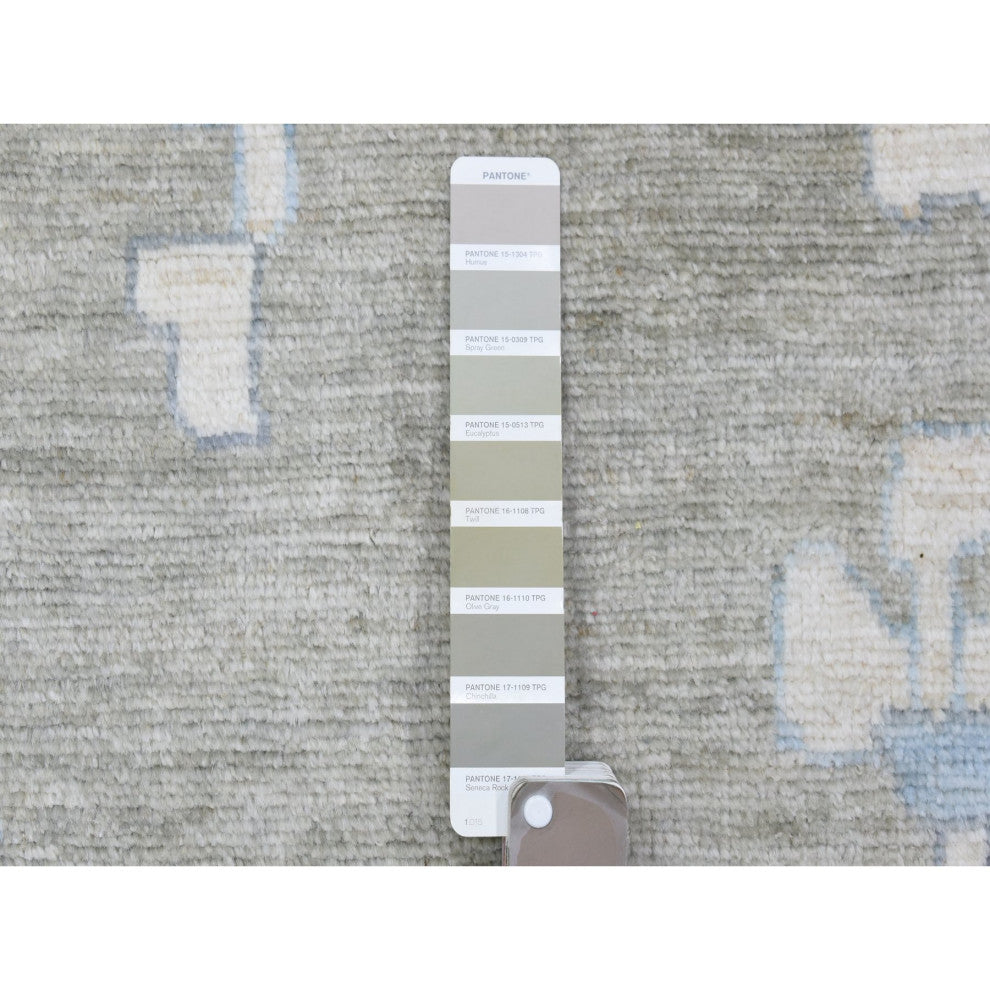 Gray Soft Wool Hand Knotted, Afghan Angora Oushak Oversize Rug, 14'0"x17'10"