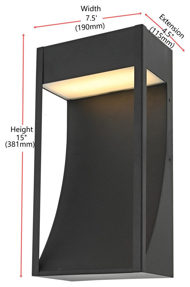 Home Living 7.5" Outdoor Wall Sconce, Black