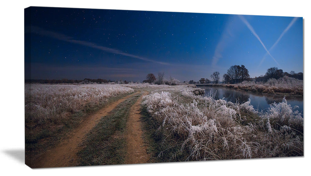 "Frosty Fall Night in Moonlight" Landscape Print Wall Artwork, 40"x20"