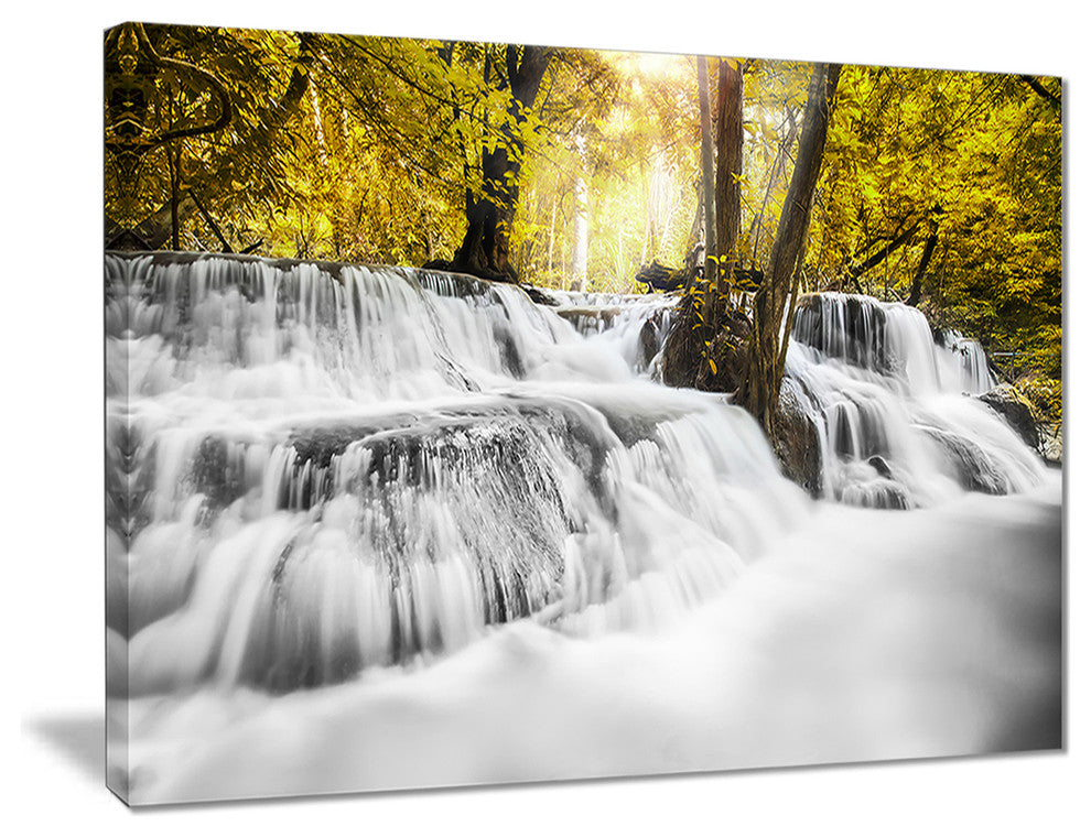 "Colorful Erawan Waterfall" Landscape Canvas Photo Print, 20"x12"