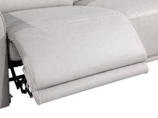 Augusto Top Grain Power Reclining Italian Leather Sofa, Light Gray