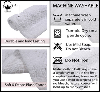 Classy Bath Rugs Set, 2 Piece Set, White