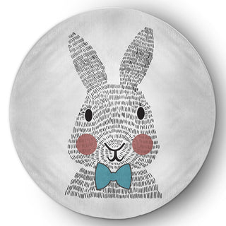 5' Round Bow-tie Bunny Easter Chenille Indoor/Outdoor Rug