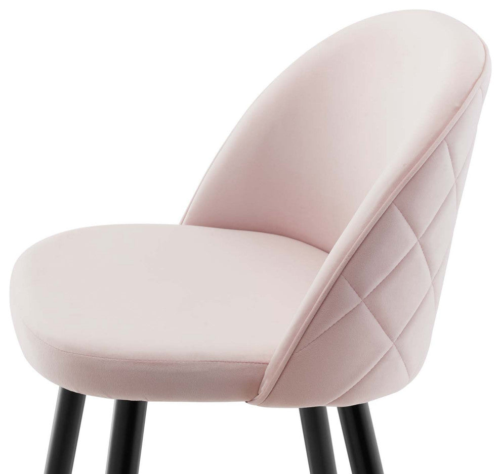 Bar Stool Chair Barstool, Set of 2, Velvet, Metal, Pink, Modern, Bar Pub Bistro