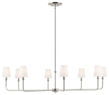 Pallas 52" XL 8-Light Round Chandelier With White Linen Shade, Polished Nickel