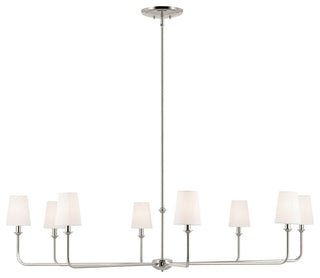 Pallas 52" XL 8-Light Round Chandelier With White Linen Shade, Polished Nickel